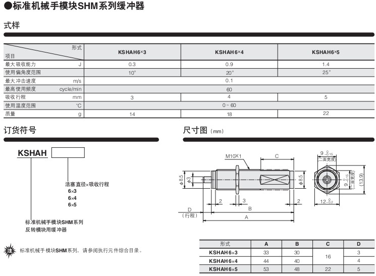 小金井（KOGANEI）專用緩沖器KSHAH系列