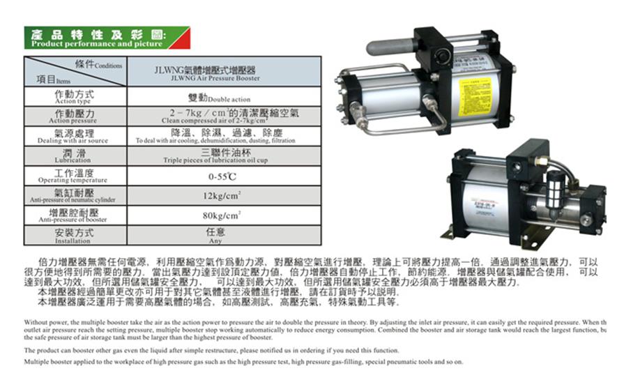 JLWNG標準型氣體增壓式增壓器